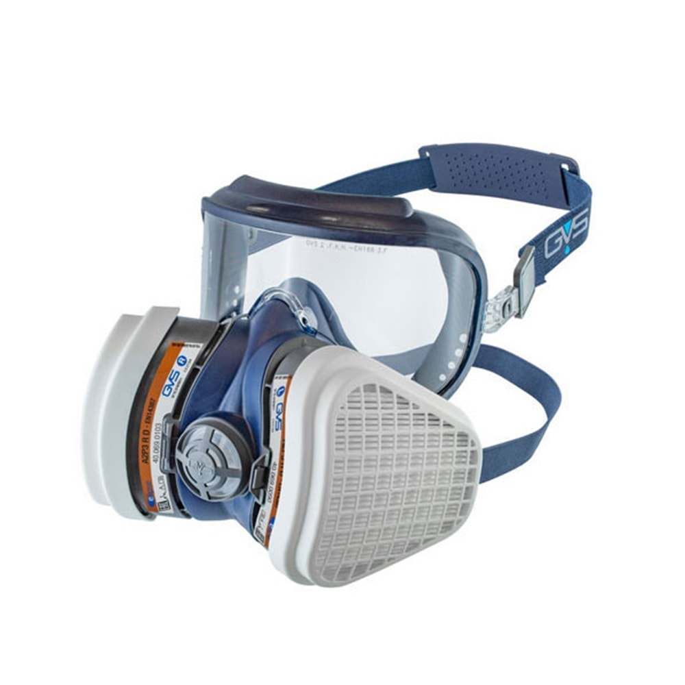 GVS Elipse İntegra A2P3 gaz filtreleri+gözlük ile entegre M/L Yarım Yüz Maske