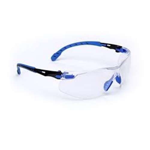 3M Solus Mavi/Siyah Kenar Şeffaf Gözlük (Scotchgard Buğu Önleyici Lens